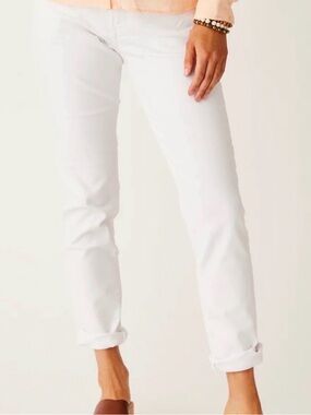 Carve Designs Jeans Womens 10 White High Rise Tapered Roll‎ Hem Stretch Casual